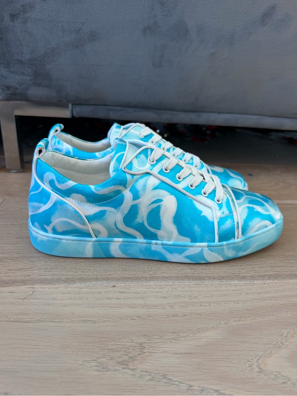 Christian Louboutin rantus blue wave white low sz 45.5 12.5